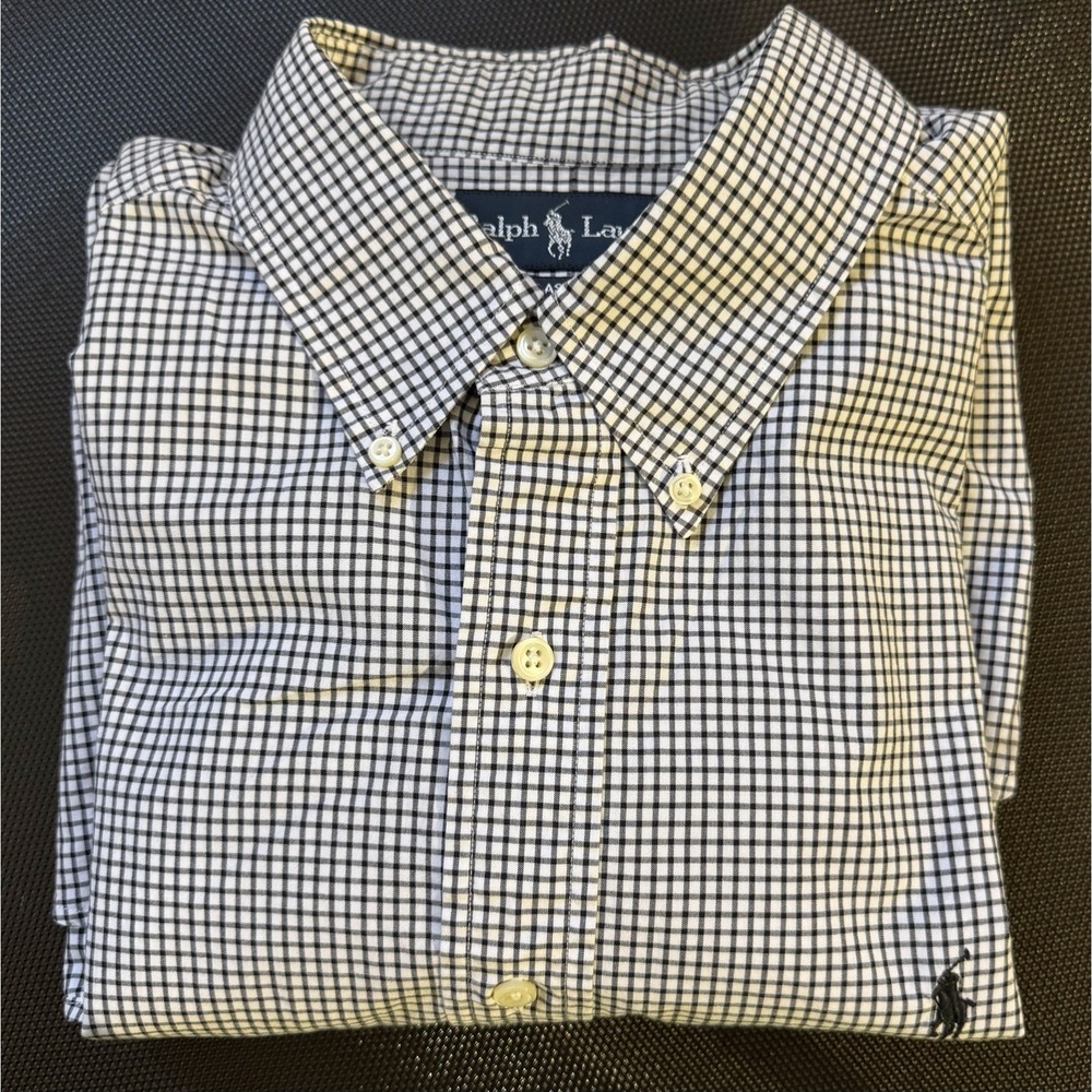 Ralph Lauren Men's‎ Long Sleeve Black Check Button Down Dress Shirt 17 - 36/37